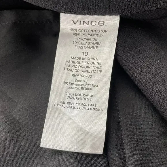 VINCE Mid Rise Pintuck Crop Flare Pant Womens Size 10 Black Pleated Quiet Luxury